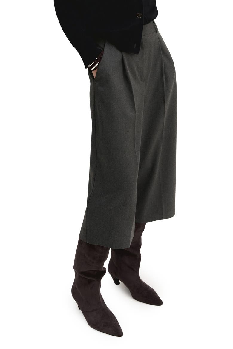 Ginnasta Pleated Wide Leg Culottes, Alternate, color, MELANGE DARK GREY