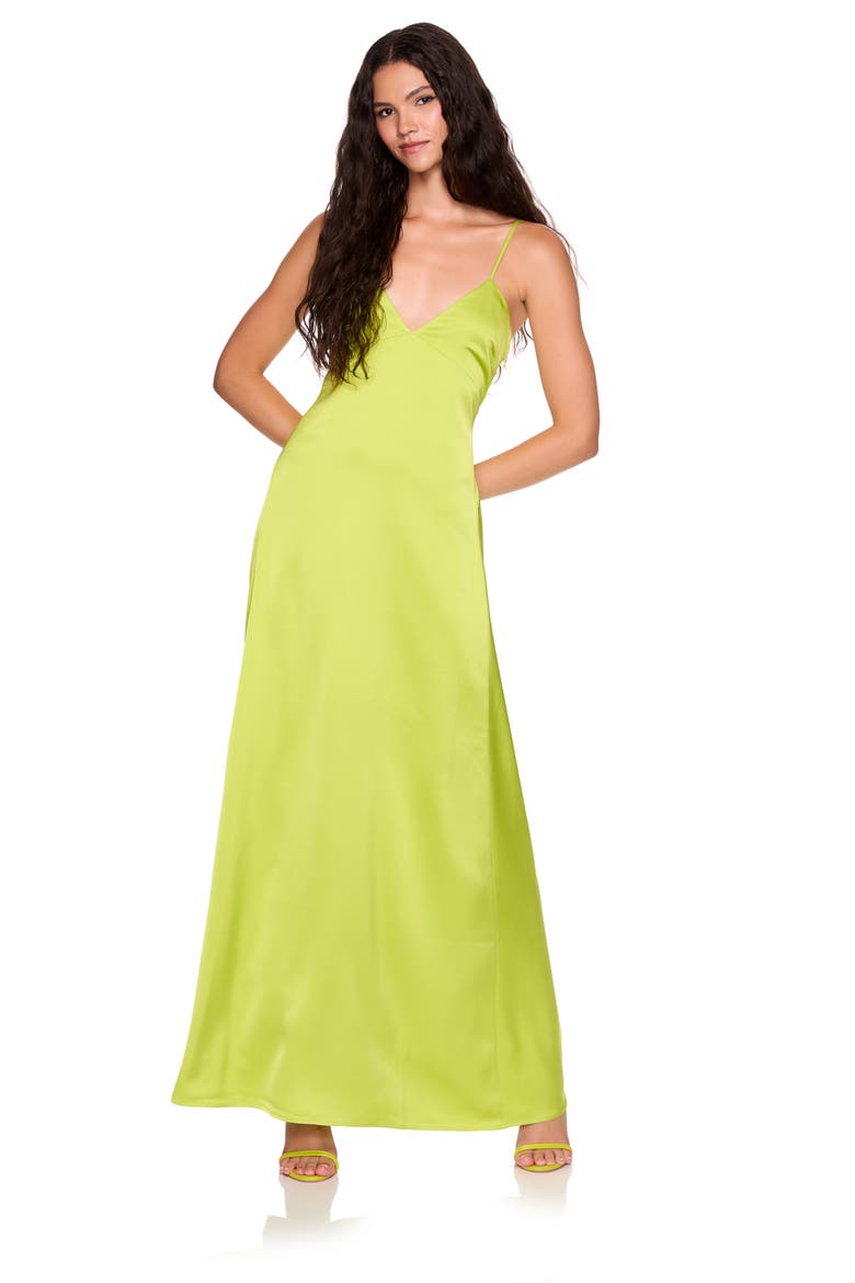 Satin Slipdress, Alternate, color, CHARTREUSE