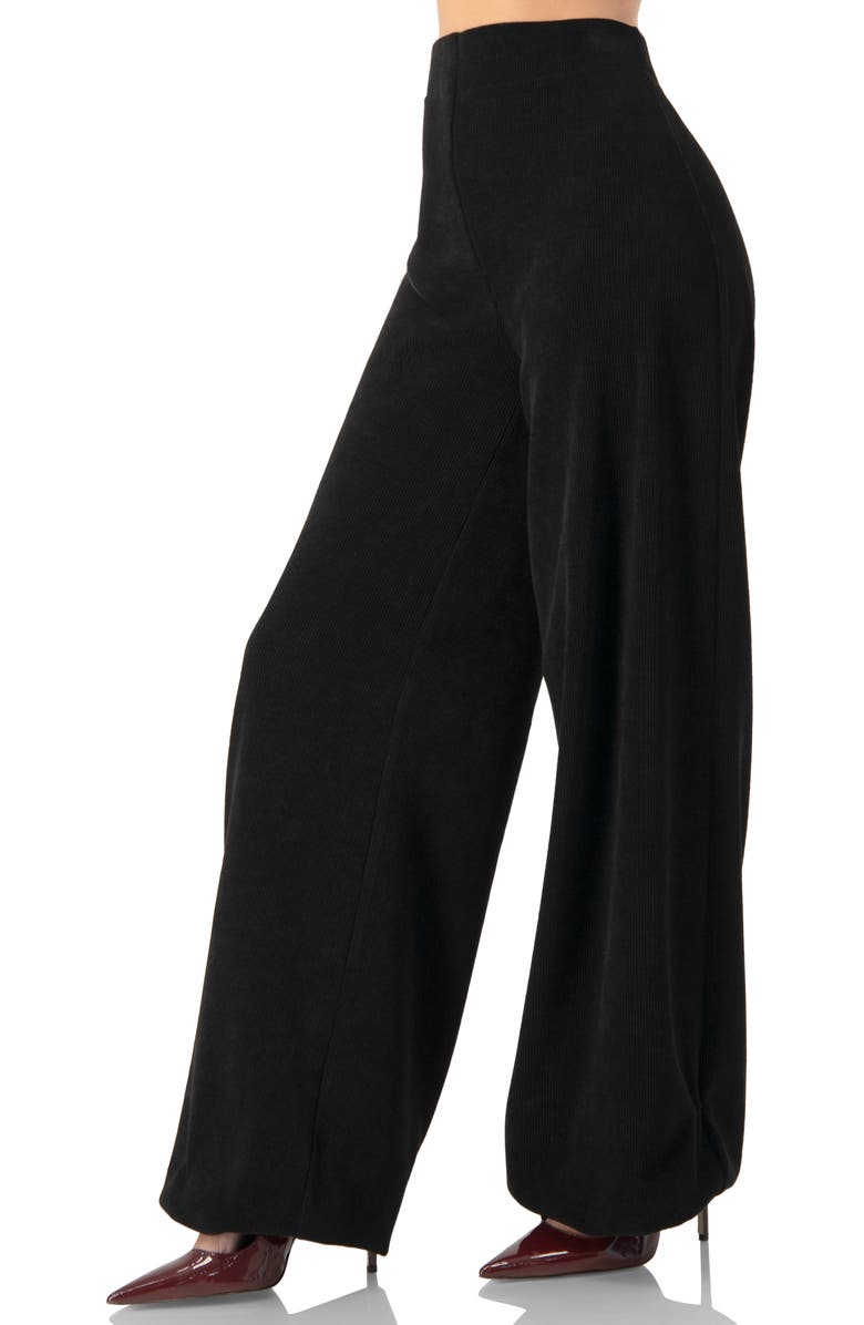 IVONNE Corduroy High-Waisted Wide-Leg Trousers, Alternate, color, Black