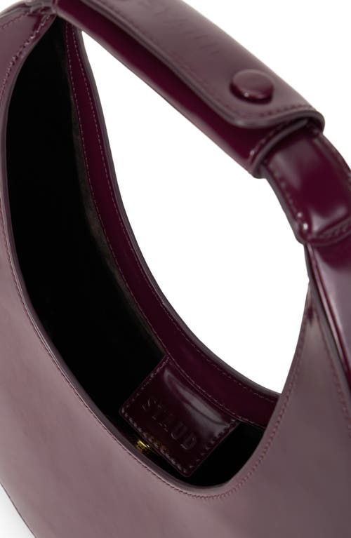 Staud Curved Shoulder Bag Adjustable Strap Top Handle In Burgundy