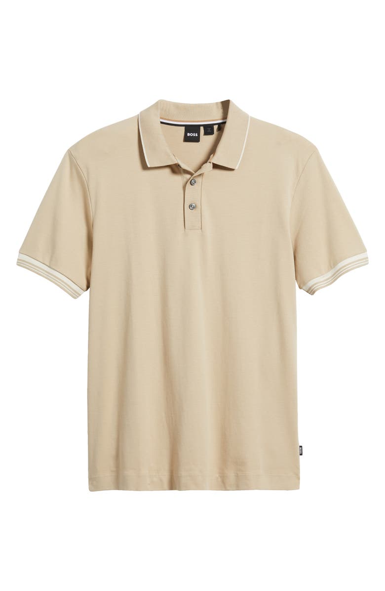 BOSS Parlay Tipped Cotton Polo, Alternate, color, Light Beige