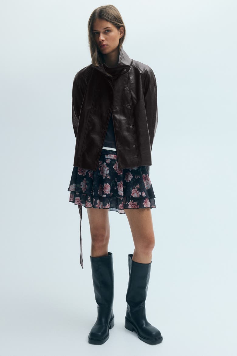 Double-Breasted Coated Jacket, Alternate, color, Dark brown