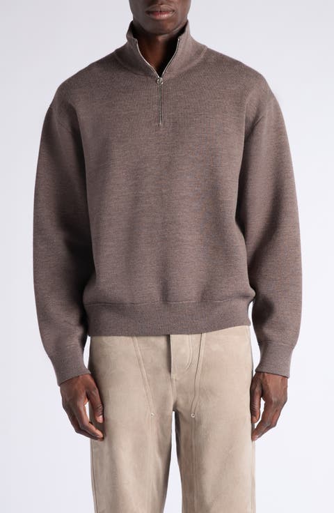 Oversize Double Knit Wool Quarter Zip Sweater