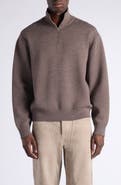 Bottega Veneta Oversize Double Knit Wool Quarter Zip Sweater
