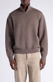 Bottega Veneta Oversize Double Knit Wool Quarter Zip Sweater