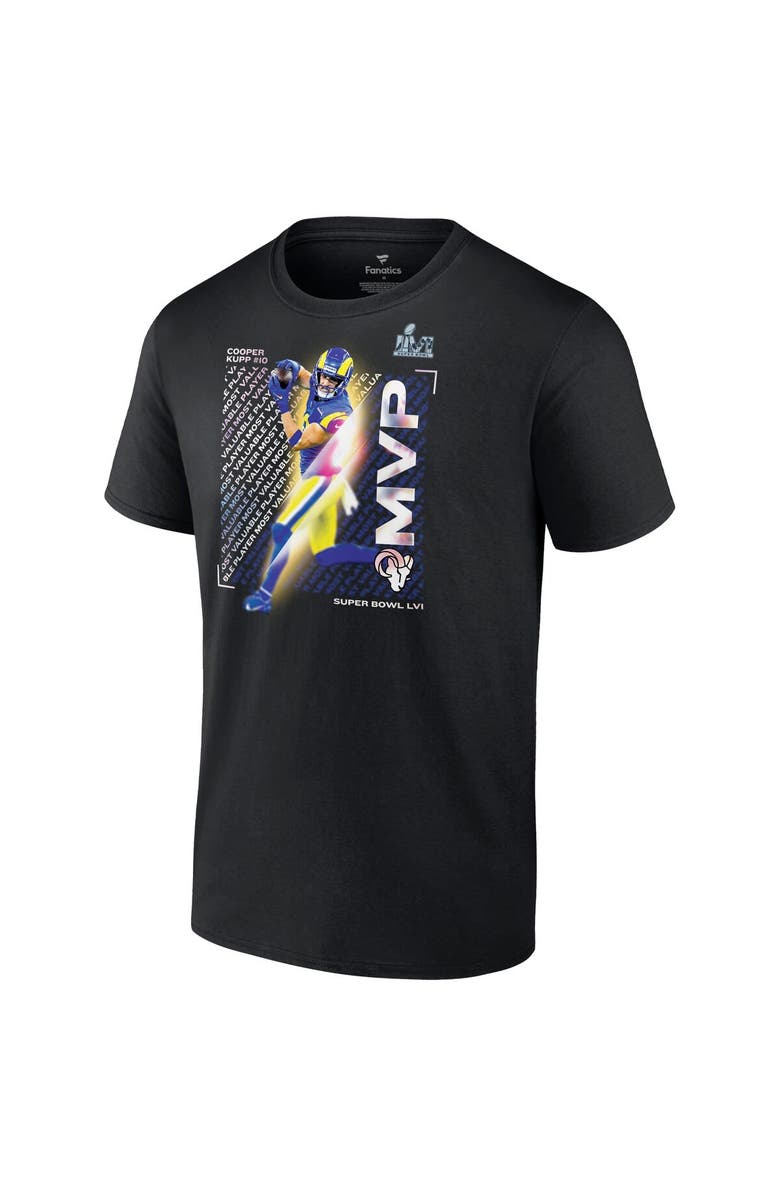 FANATICS Men's Fanatics Branded Cooper Kupp Black Los Angeles Rams Super Bowl LVI Champions MVP T-Shirt, Alternate, color,
