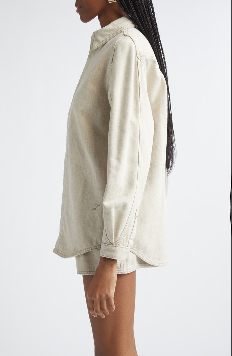 Jacquemus La Chemise Amelo de-Nîmes Denim Snap-Up Shirt, Alternate, color, Light Beige