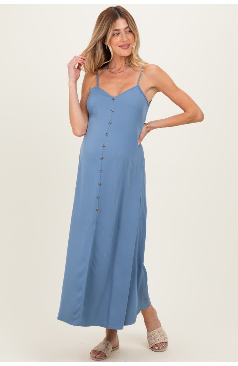 PinkBlush Button Accent Midi Dress, Alternate, color, Blue