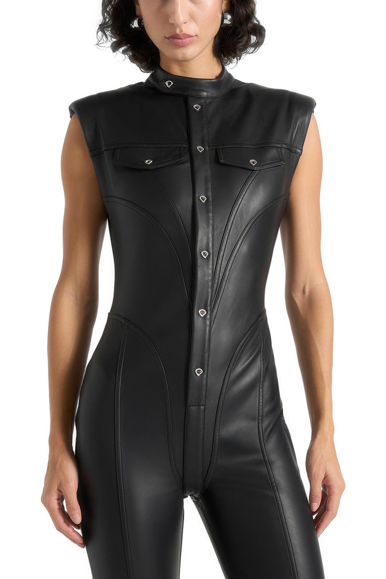Annette Leather Jumpsuit, Alternate, color, Black