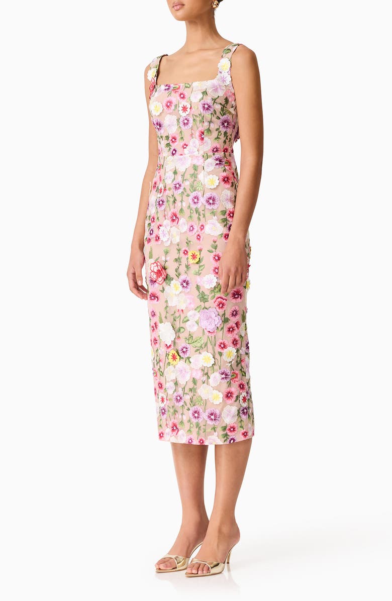 Elliatt Neve Floral Midi Cocktail Dress, Alternate, color, Nude Multi Floral