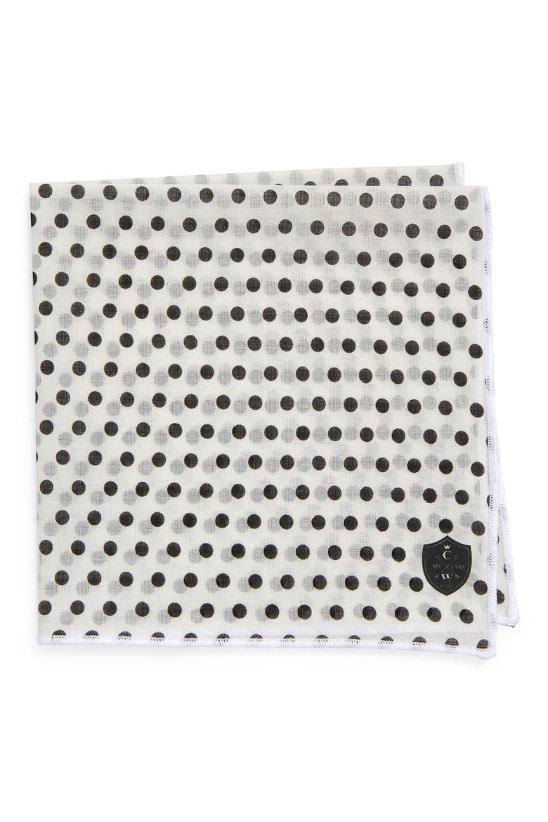 Polka Dot Cotton Pocket Square, Main, color, WHITE