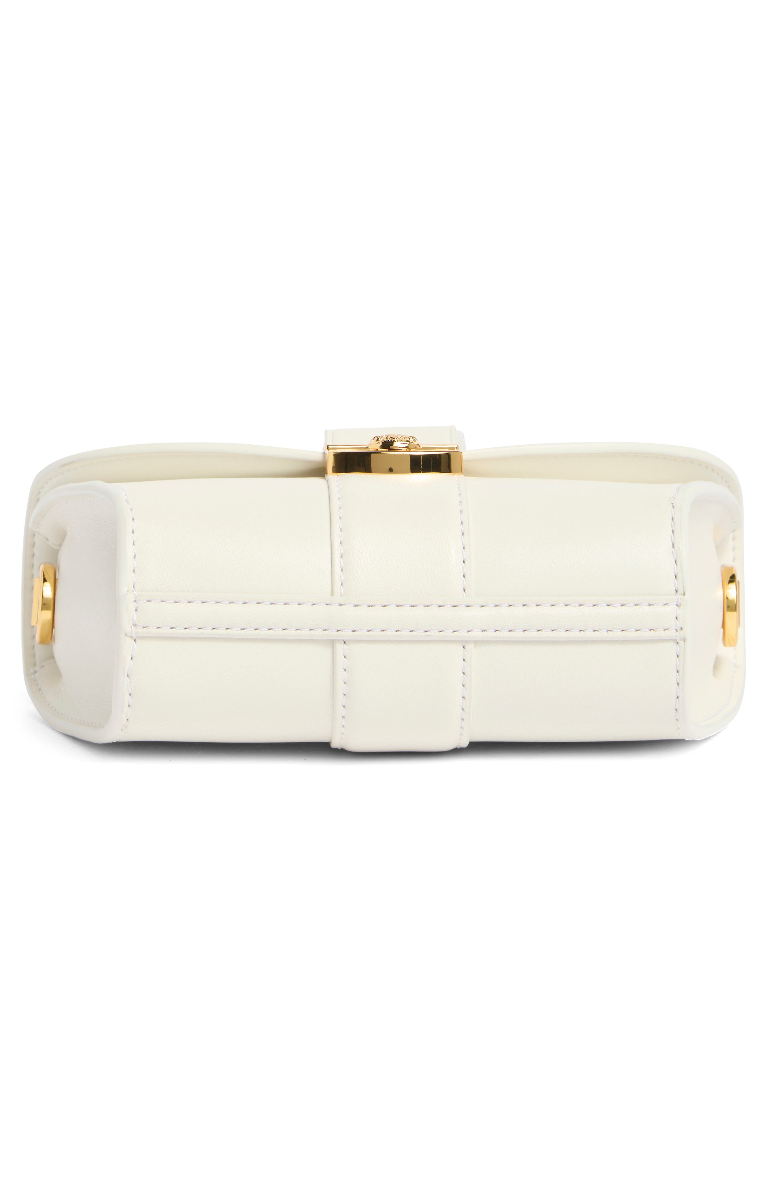 Veronica Beard Small Crest Lock Leather Trap Bag, Alternate, color, Off White