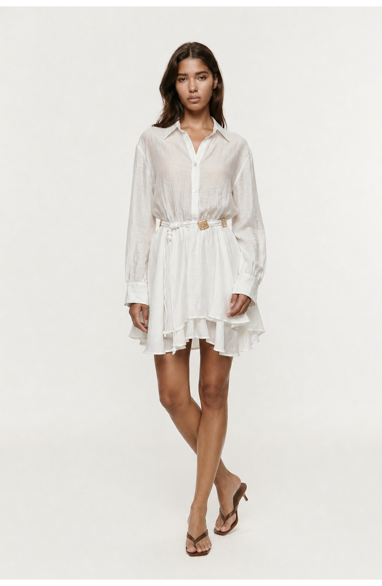 Monlicia Alora Tencel Mini Shirt Dress, Alternate, color, White