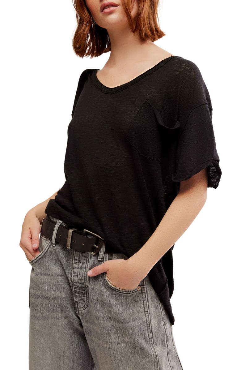 Free People All I Need Linen & Cotton T-Shirt, Main, color, 