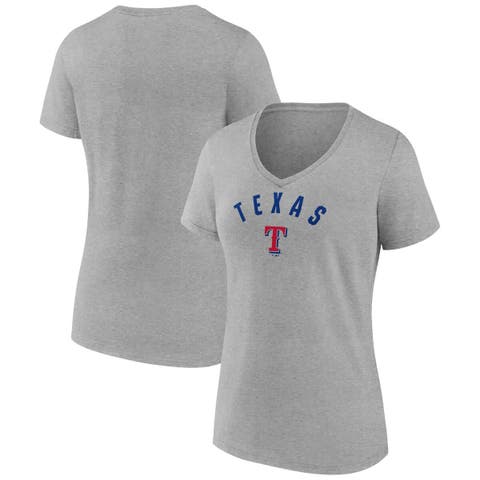 Women's Fanatics  Gray Texas Rangers V-Neck T-Shirt