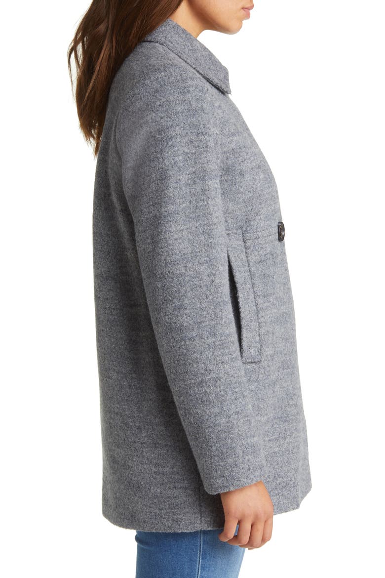 Double Breasted Bouclé Peacoat, Alternate, color, GREY