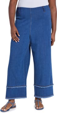 Lysse Pull-On Fringe Crop Wide Leg Jeans