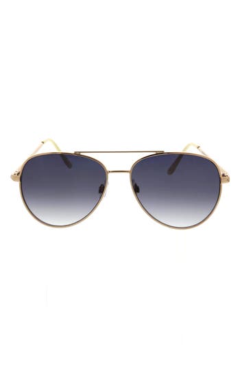 Roxy 58mm Mod Rounded Aviator Sunglasses In Light Gold/ Navy