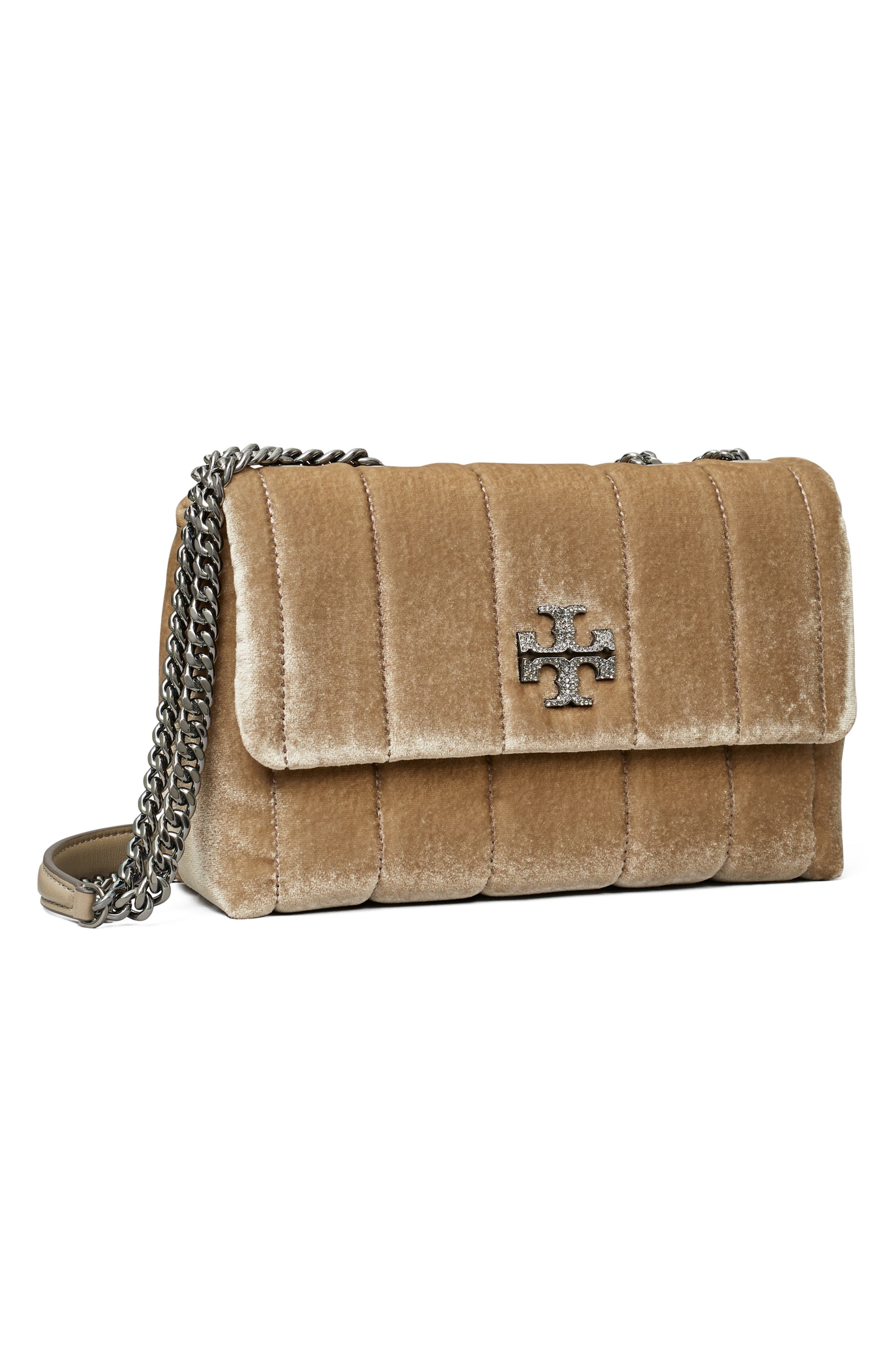 Tory Burch Small Kira Convertible Quilted Velvet Shoulder Bag, Alternate, color, 
