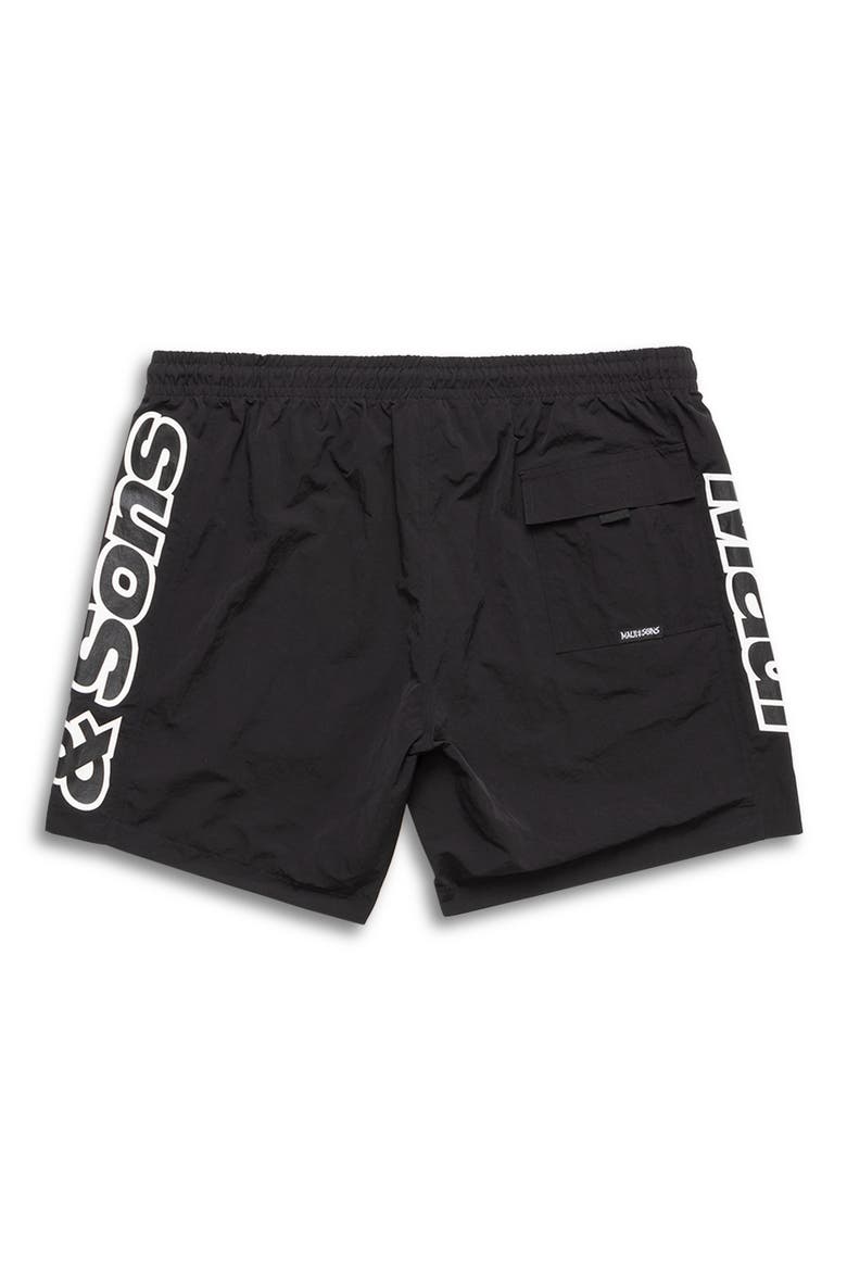 Billboard Nylon Swim Trunks, Alternate, color, BLACK