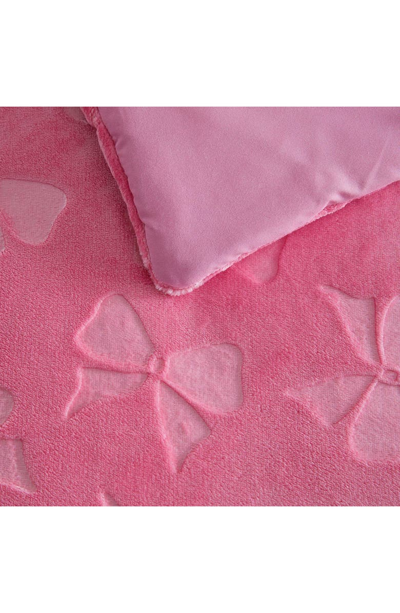 Betsey Johnson Flirty Bow Embossed Comforter & Sham Set, Alternate, color, Pink