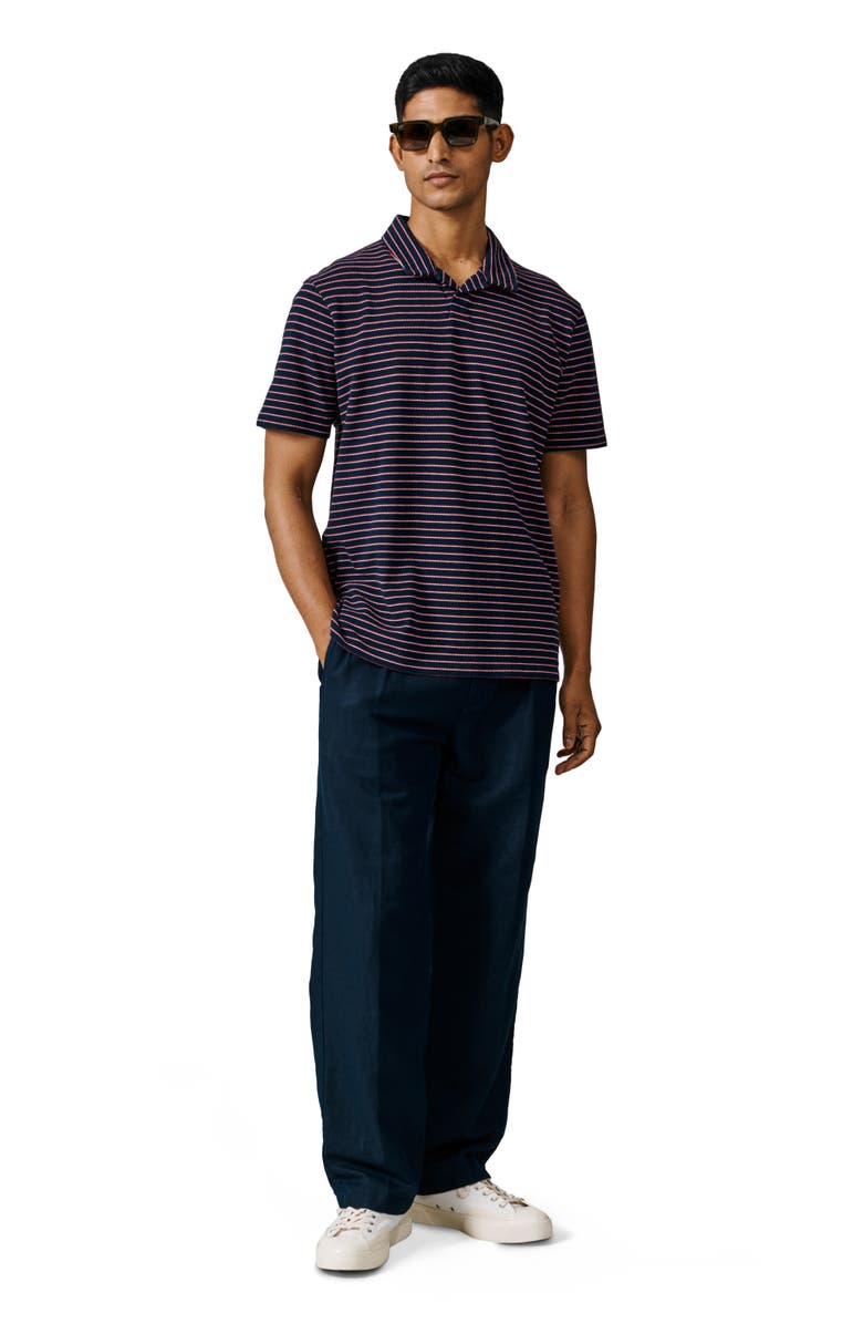 Aubin Baysdale Open Collar Polo, Alternate, color, Navy Stripe