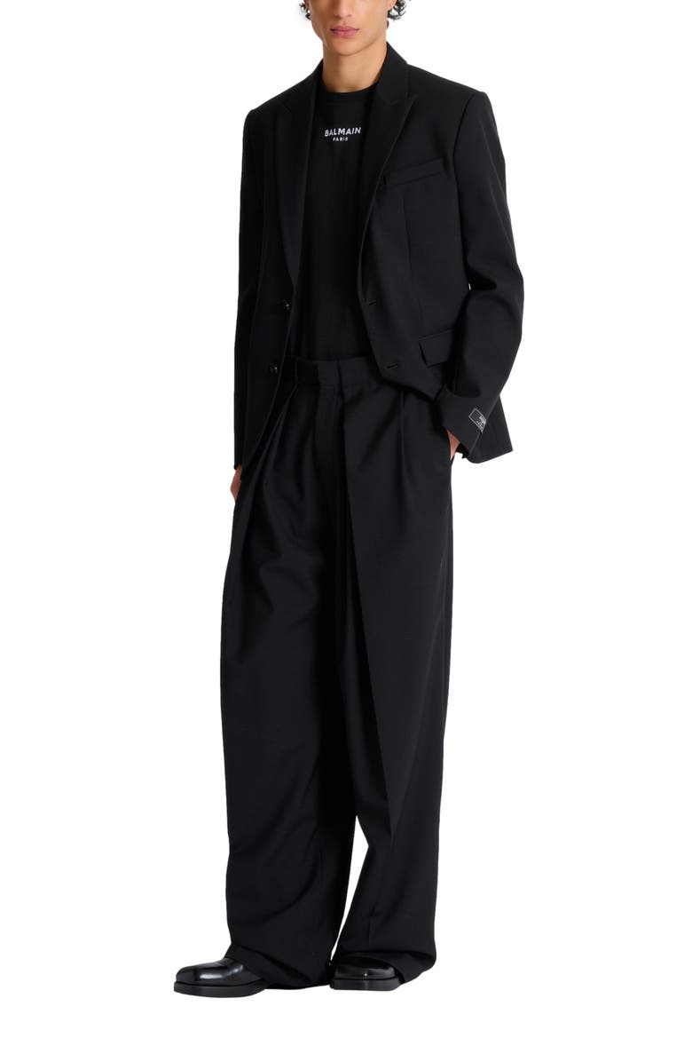 Balmain Embroidered Balmain Paris T-shirt, Alternate, color, Black