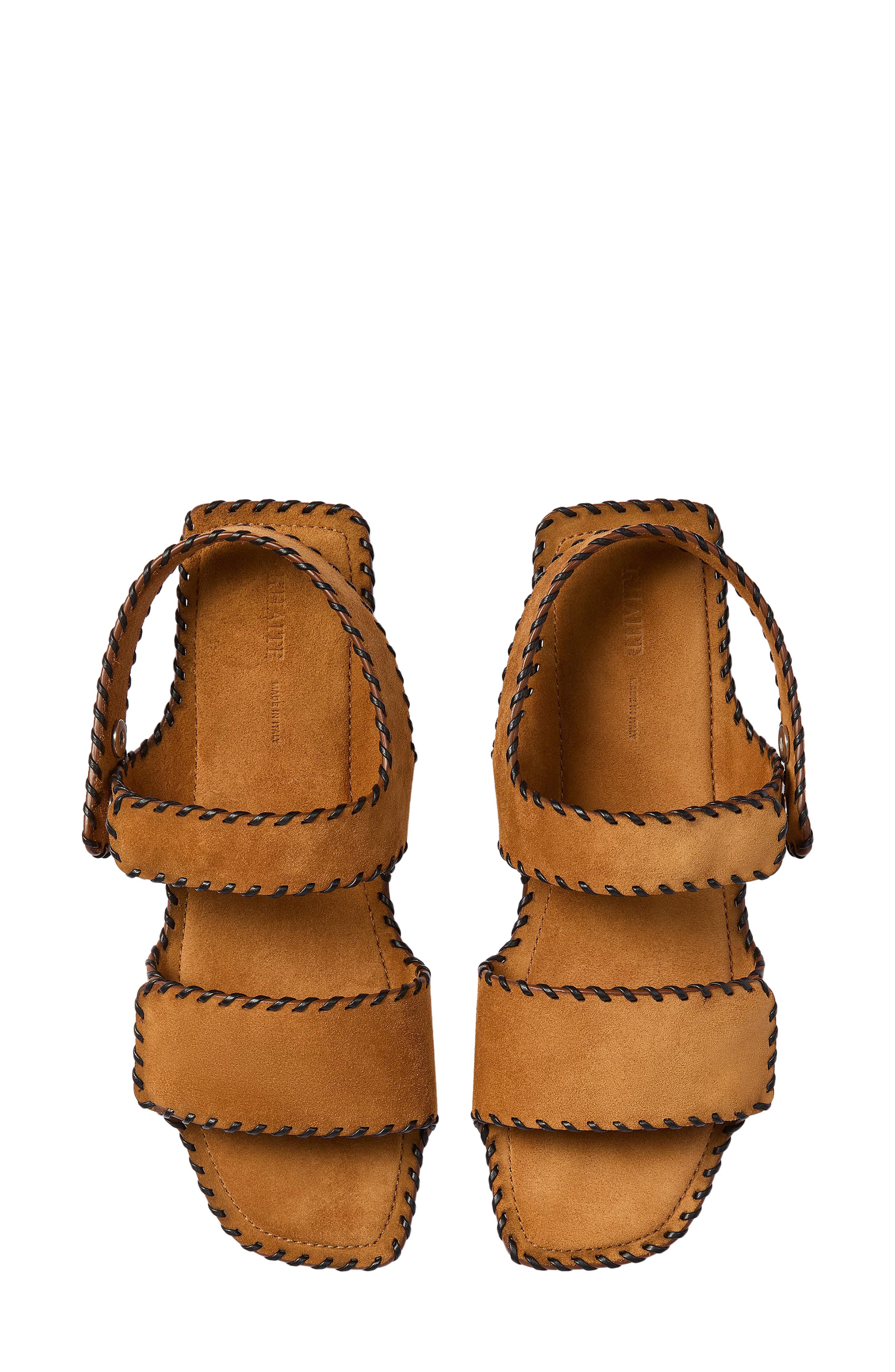 Khaite Boden Whipstitch Slingback Sandal, Alternate, color, Caramel