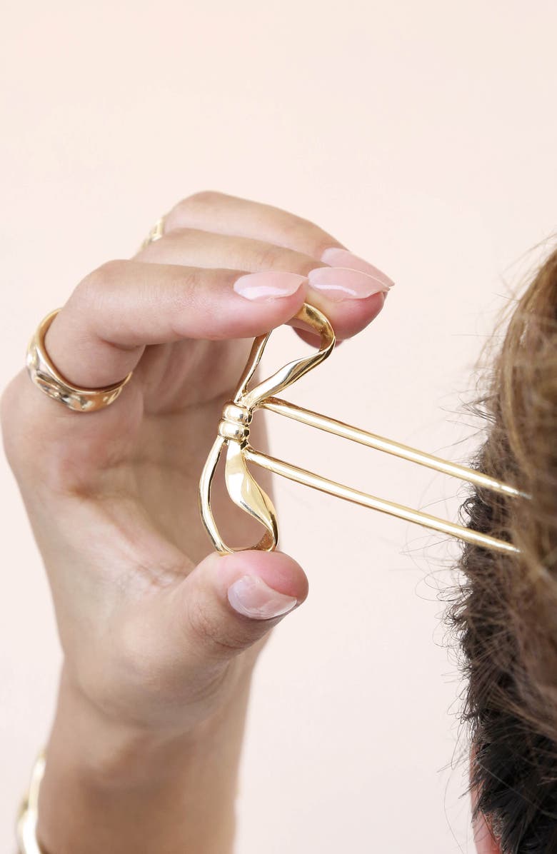 Ettika Bow Organica Hair Pin, Alternate, color, Gold