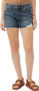 Silver Jeans Co. Suki Curvy Frayed Mid Rise Denim Shorts