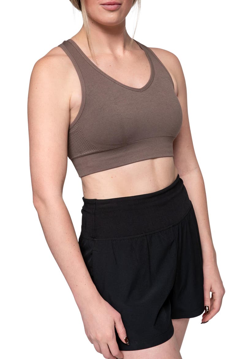 Peak Point Performance Solid Bra, Alternate, color, Iron