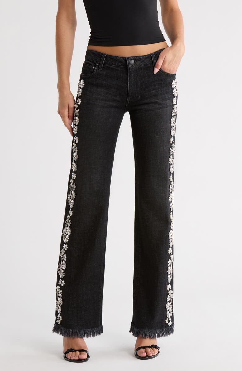 Alice + Olivia Roxie Embellished Low Rise Straight Leg Jeans, Main, color,