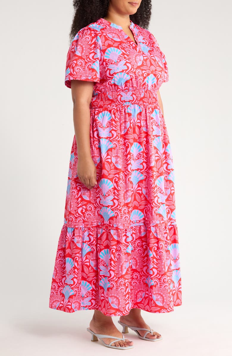 SUGARLIPS Radiant Floral Cotton Poplin Maxi Dress, Alternate, color, Blue/ Pink/ Red