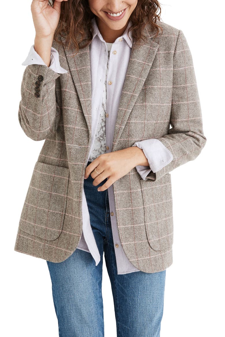 Woodhull Plaid Blazer, Main, color, HERRINGBNE WINDW WEATH GROVE
