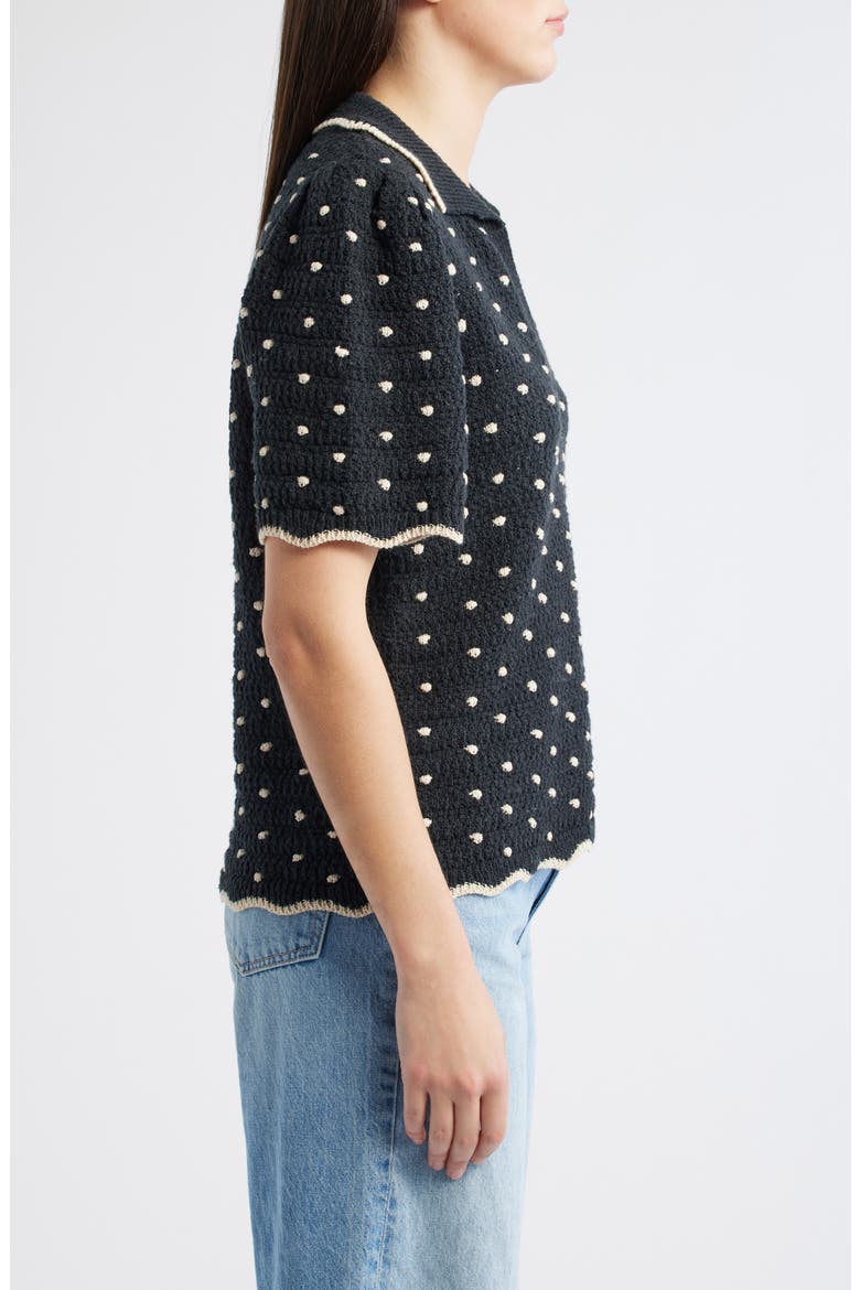 Dot Collar Sweater, Alternate, color, BLACK/ ECRU