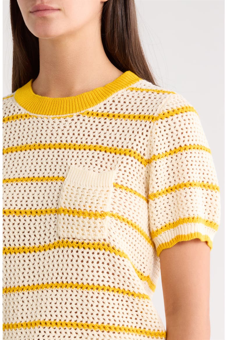 Dannah Stripe Open Knit Sweater, Alternate, color, CREAM-YELLOW