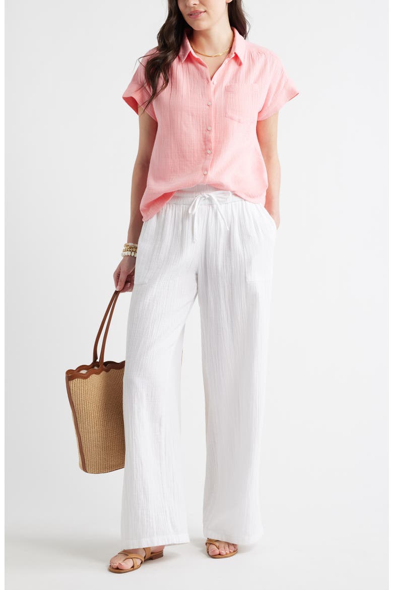 Wide Leg Gauze Pants, Alternate, color, WHITE