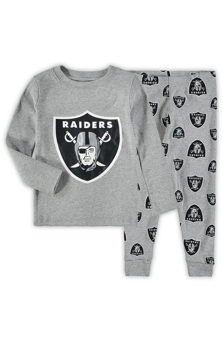 Outerstuff Toddler Heathered Gray Las Vegas Raiders Sleep Set, Main, color,