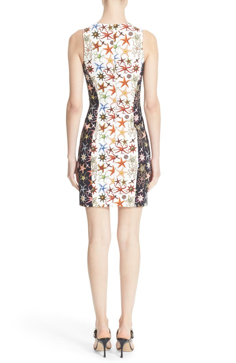 Versace Collection Starfish Print Bicolor Sheath Dress, Alternate, color,