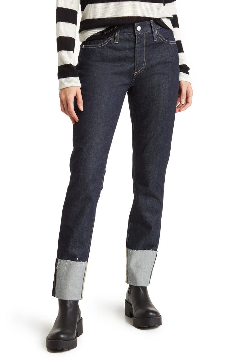Mari Raw Hem Slim Straight Leg Jeans, Main, color, MOONRISE