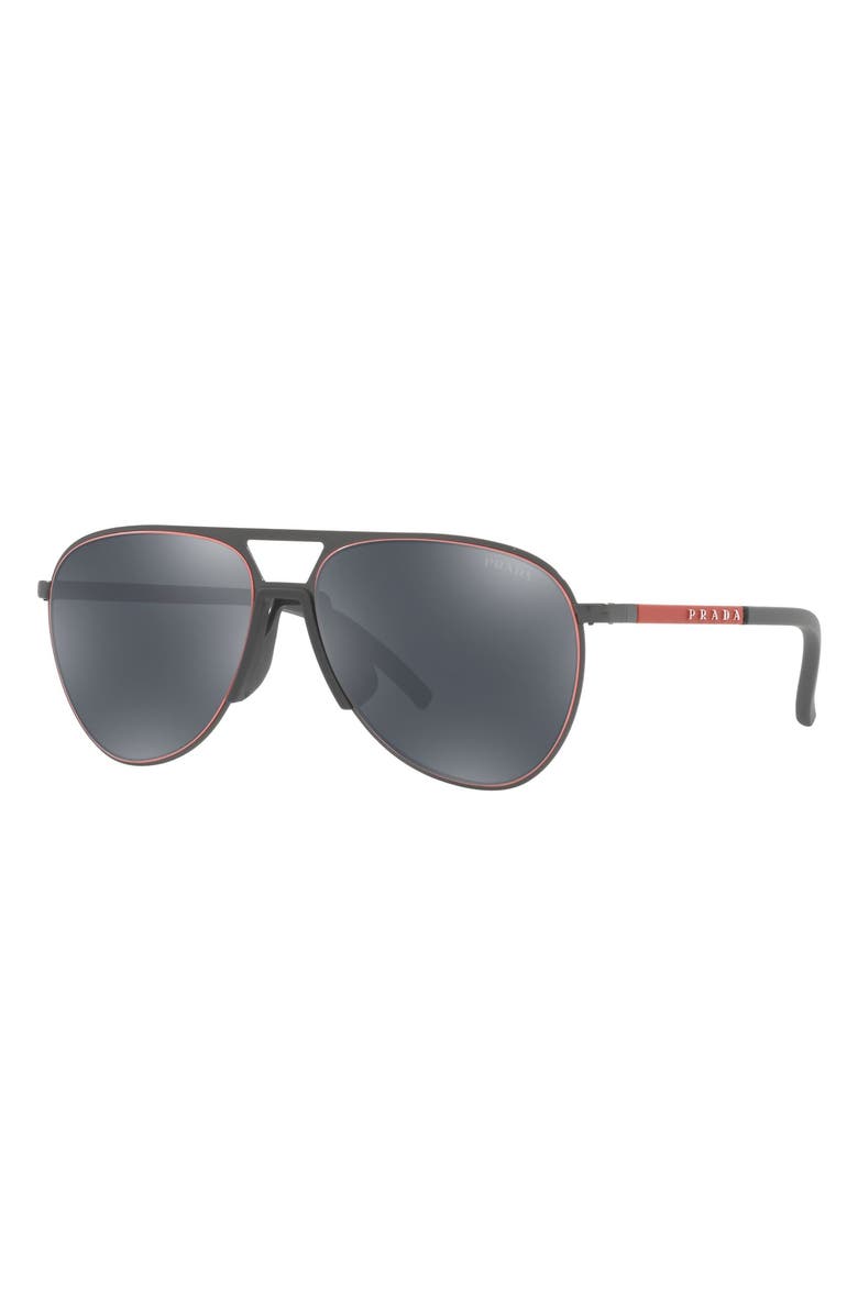 Prada Linea Rossa 59mm Mirrored Pilot Sunglasses, Alternate, color, 