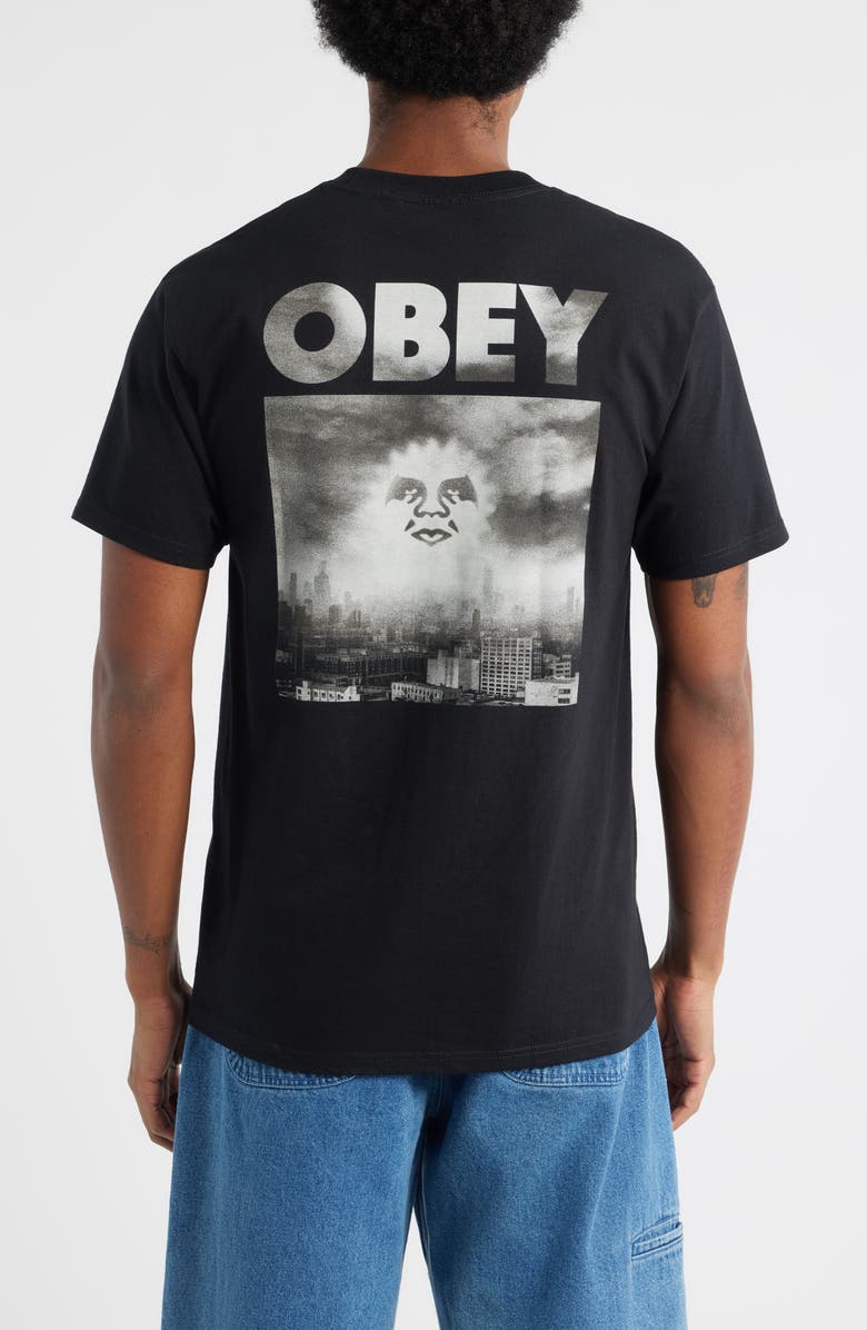 Obey Smog City Cotton Graphic T-Shirt, Alternate, color, Black