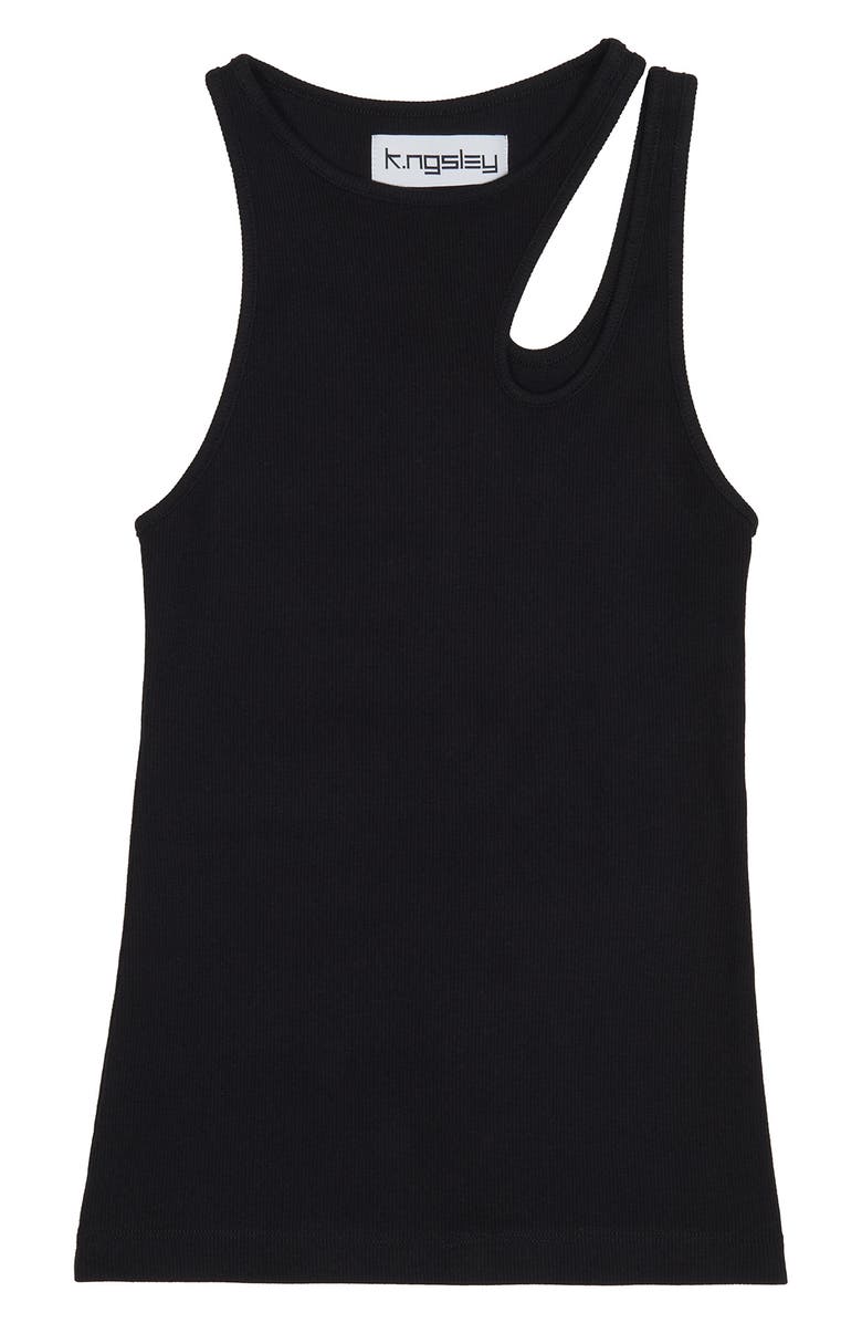 K.NGSLEY Gender Inclusive Romain Cutout Rib Tank, Alternate, color, Black