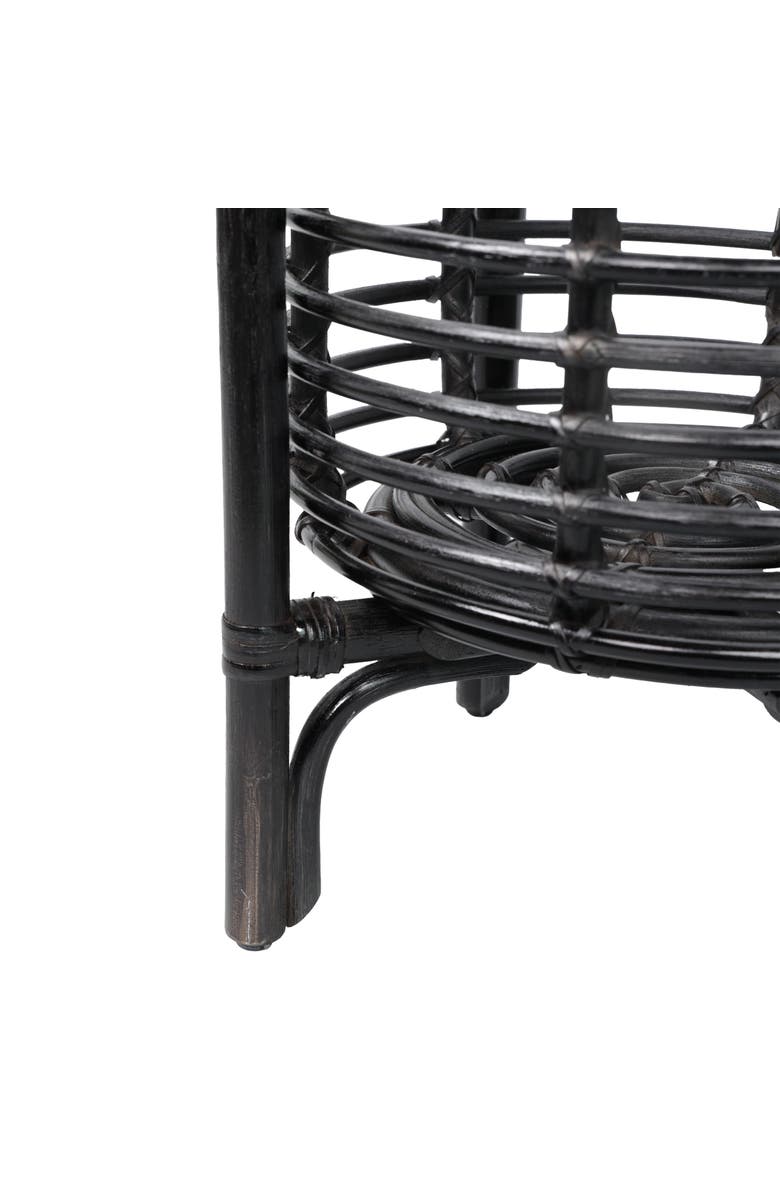 JONATHAN Y Zachariah 33.5" Bohemian Minimalist Handmade 2-Tier Rattan Indoor Planter Stand, Alternate, color, Black