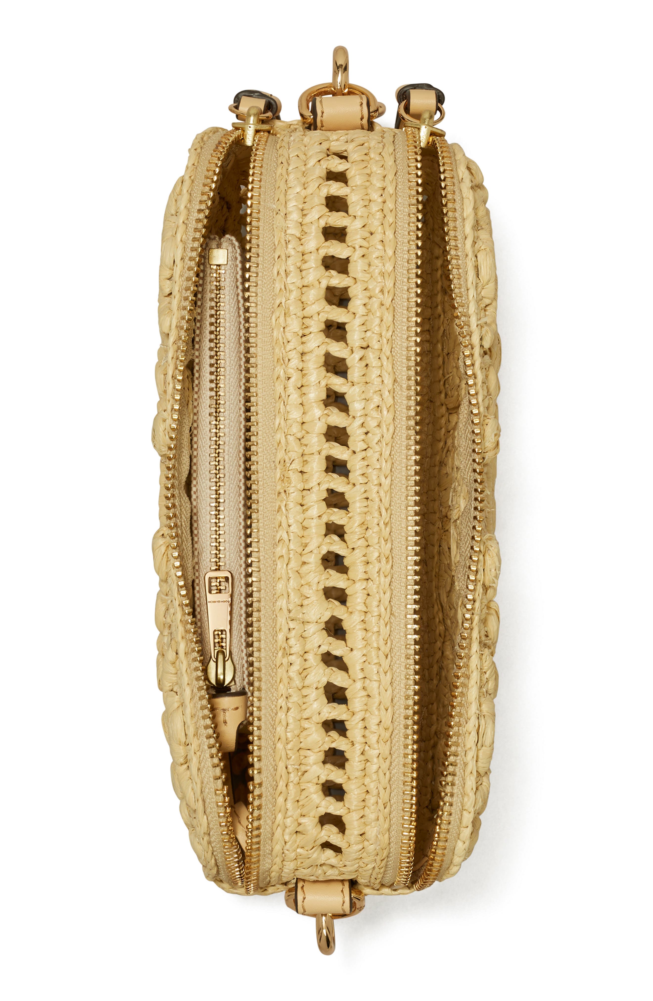Mini Miller T Monogram Raffia Crossbody Bag, Alternate, color, NATURAL