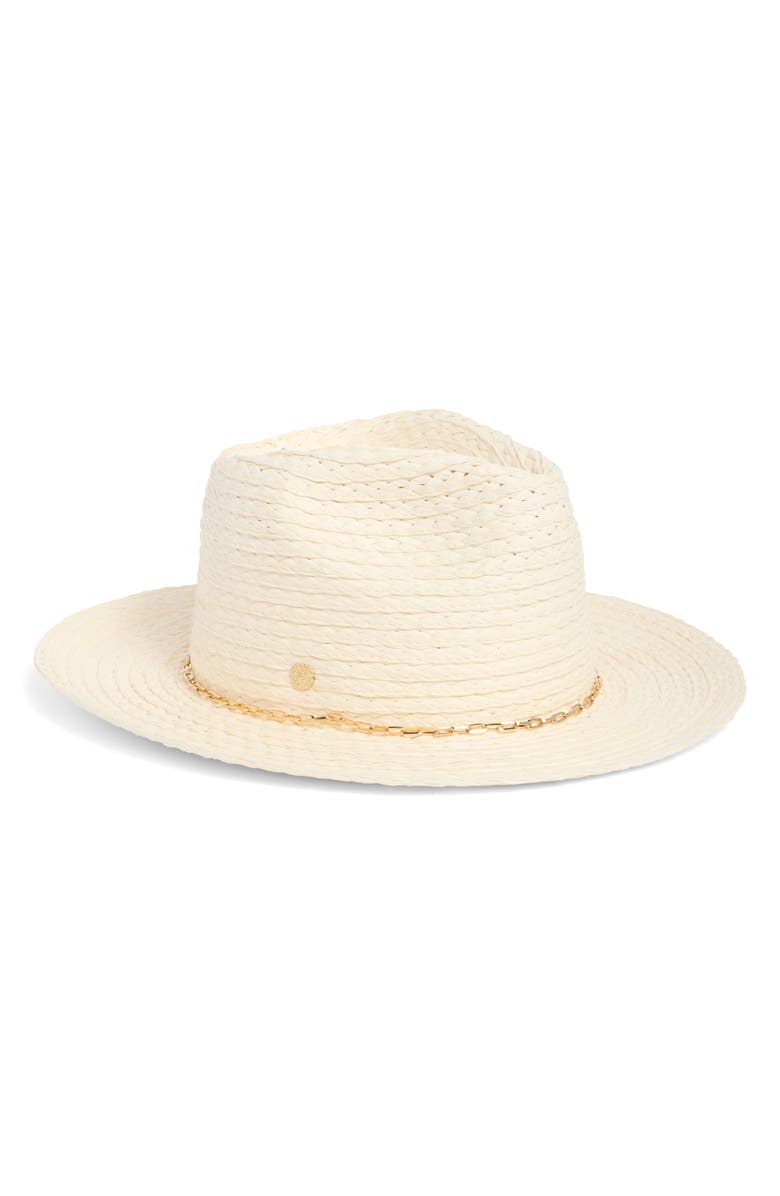 Vince Camuto Chain Trim Panama Straw Hat, Main, color, 