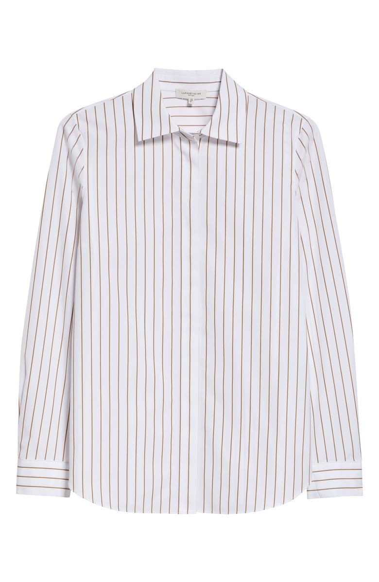 Lafayette 148 New York Hayward Stripe Cotton Button-Up Shirt, Alternate, color, 