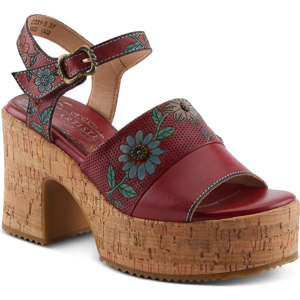 L'artiste By Spring Step Halena Platform Sandal In Red Multi