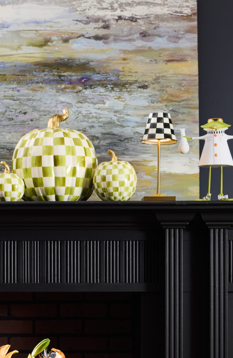 MACKENZIE CHILDS Moss Check Small Pumpkin, Alternate, color, Green
