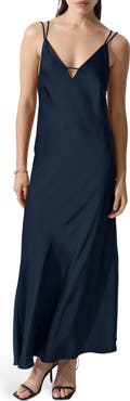 DELUC Sienna Strappy Hammered Satin Maxi Dress